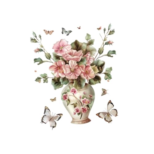 KESOTO PVC Wallpaper Wohnzimmer Toilette Blume Vase Schmetterling Wandkleher von KESOTO