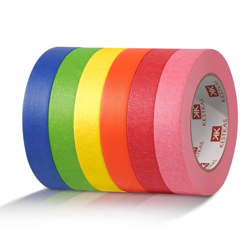 KESTKAS Malerband hohe Leistung 6 Rollen 25m x 25mm - Abklebeband maler - Malerkrepp - maler klebeband rückstandslos Wieder ablösbares Kreppband - Painters Tape - Masking tape von KESTKAS