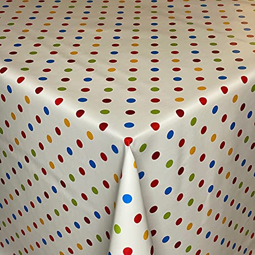 KEVKUS Wachstuch Tischdecke 06062-00 Bunte Punkte auf beige Polka Dots eckig rund oval (Rand: Paspel (mit Kunststoffband), 120 x 160 cm eckig) von KEVKUS