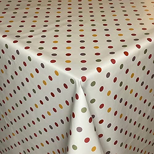 KEVKUS Wachstuch Tischdecke 06062-02 Bunte Punkte auf beige Polka Dots eckig rund oval (Rand: Paspel (mit Kunststoffband), 140 x 340 cm eckig) von KEVKUS