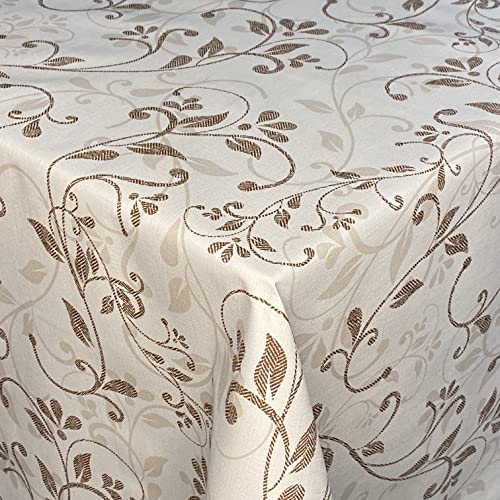 KEVKUS Wachstuch Tischdecke geprägt P1141-1 Florale Linien beige-braun eckig rund oval (Rand: Paspelband, 100 x 140 cm eckig) von KEVKUS