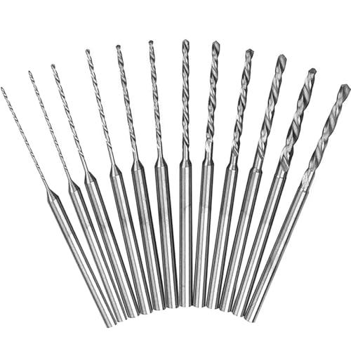 KEWAYO 2.35 Schaft Mini Micro Bohrer-Set 12 Stück 0.5-2.0 mm Twist Bohrer DIY Kit HSS Gravur Bohrer Bits Lochbohrwerkzeug für DIY Bernstein, Perlen und Bienenwachs von KEWAYO