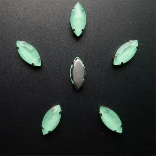 20 Stück/Packung, Glaskristall-Krallenfassungen in Pferdeaugenform, zum Aufnähen auf Strass, DIY-Applikation, 3 Lt Topaz, 7 x 15 mm, 20 Stück – 7 x 15 mm, 20 Stück – A9 Peridot von KEWPLW