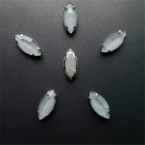 20 Stück/Packung, Glaskristall-Krallenfassungen in Pferdeaugenform, zum Aufnähen auf Strass, DIY-Applikation, 3 Lt Topaz, 7 x 15 mm, 20 Stück – 7 x 15 mm, 20 Stück – Schwarzer Diamant von KEWPLW