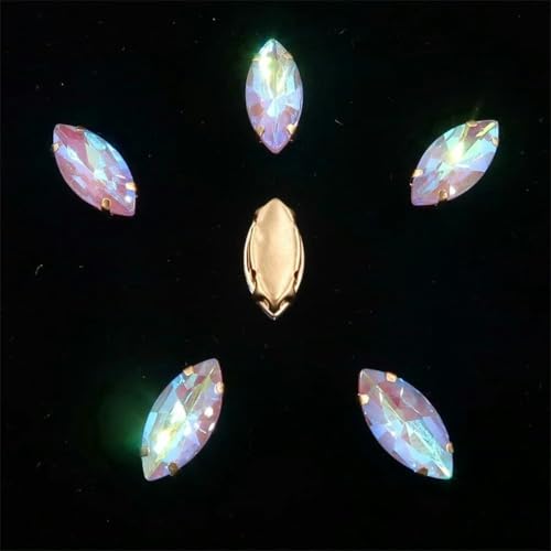 20 Stück Navette-Form Glaskristall 7 x 15 mm Gold Krallenfassungen zum Aufnähen Strass Pferdeauge Kristalle 4 Jonquil AB 7 x 15 mm 20 Stück-7 x 15 mm 20 Stück-6 Lt Topaz AB von KEWPLW