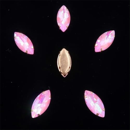 20 Stück Navette-Form Glaskristall 7 x 15 mm goldene Krallenfassungen zum Aufnähen Strass-Pferdeaugen-Kristalle 4 Jonquil AB 7 x 15 mm 20 Stück-7 x 15 mm 20 Stück-7 Pink AB von KEWPLW