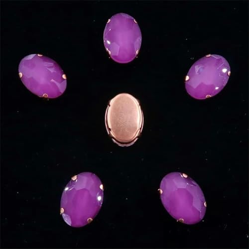 20 Stück ovale Krappenfassungen zum Aufnähen auf Strasssteine, Jelly Candy AB-Farbe, Glaskristall-Applikation 5 Pink AB 10 x 14 mm, 20 Stück-10 x 14 mm, 20 Stück-4 Heller Amethyst von KEWPLW