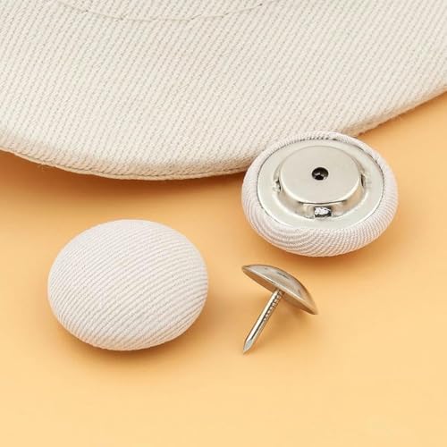 Nahtlose Hutoberseite mit Stoffknöpfen, runden Druckknöpfen, zur Reparatur der dekorativen Knöpfe von Schirmmützen, Baseball-Sonnenhüten-17MM10Stk-Beige von KEWPLW