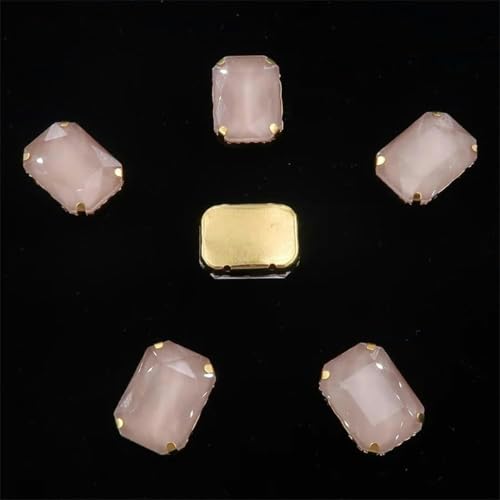 Rechteckige Krappenfassungen aus Gold zum Aufnähen von Strasssteinen, 20 Stück/Packung, Jelly Candy AB-Farbe, Glaskristall 7, Violett AB, 13 x 18 mm, 20 Stück – 13 x 18 mm, 20 Stück – 2, heller To von KEWPLW