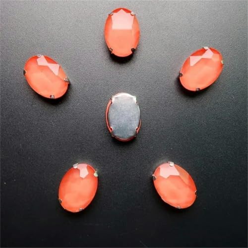 Strass-Applikationen zum Aufnähen in ovaler Form, Candy AB-Farben, silberfarbene Krappenfassungen, Glaskristall, 9 Orange, 10 x 14 mm, 20 Stück-10 x 14 mm, 20 Stück-9 Orange von KEWPLW