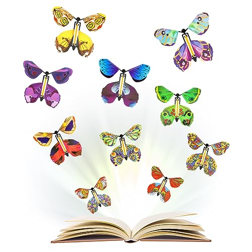 KEWUZY Fliegende Schmetterlinge Magische, 10PCS Flying Butterfly Toy 10 Stile Farbe mit Gummiband, Kinderspielzeug Schmetterling Karte für Hochzeit Valentinstag Weihnachten Deko von KEWUZY