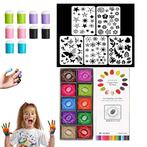 KEYGEM Dexoroday DIY Sponge Finger Painting Kit with Stencils, Dexoroday Finger Sponge Daubers, Dexoroday Sponge Painting for Children, 5 PCS Stencils and 10 PCS Finger Painting Sponge (1set) von KEYGEM