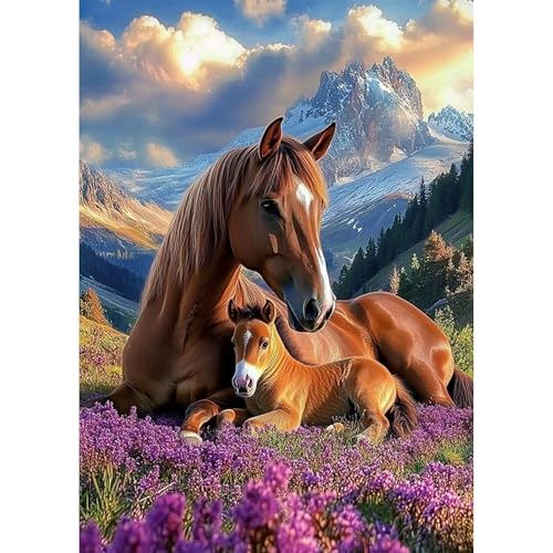 KEYIFA 5D DIY Pferd Diamond Painting Zubehör, Crystal Art Foto Bastelset Diamond Painting Erwachsene, DIY Vollbohrer Bilder Diamond Painting Set, Home Wand Dekor 30x40cm von KEYIFA