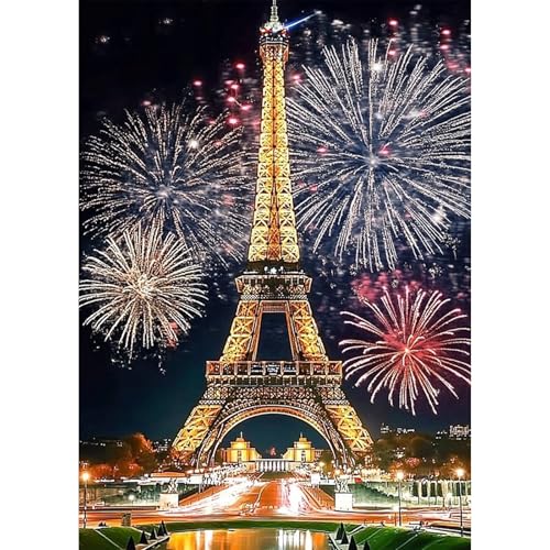 KEYIFA 5D Eiffelturm Paris Diamond Painting Set für Erwachsene, DIY Diamant Painting Bilder Art Kristall Set, Diamond Painting Zubehör Full Drill Bilder, Home Wand Dekor 30x40cm von KEYIFA