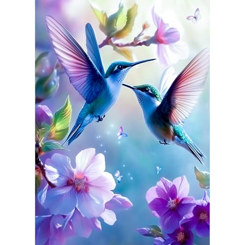 KEYIFA 5D Kolibri Diamond Painting Zubehör, Crystal Art Foto Bastelset Diamond Painting Erwachsene, DIY Vollbohrer Bilder Diamond Painting Set, Home Wand Dekor 30x40cm von KEYIFA