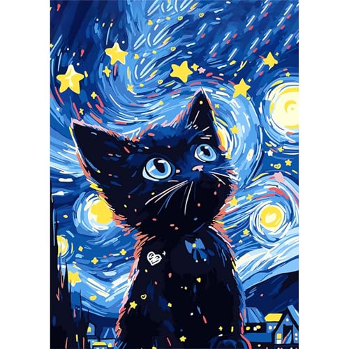 KEYIFA 5D Süße Katze Diamond Painting Set für Erwachsene, DIY Diamant Painting Bilder Art Kristall Set, Tiere Diamond Painting Zubehör Full Drill Bilder, Home Wand Dekor 30x40cm von KEYIFA