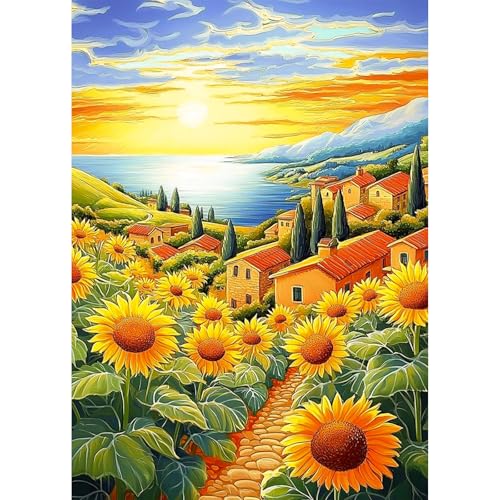 KEYIFA Diamond Painting Zubehör, 5D Crystal Sonnenblume Art Foto Bastelset Diamond Painting Erwachsene, DIY Vollbohrer Bilder Diamond Painting Set, Home Wand Dekor 30x40CM von KEYIFA