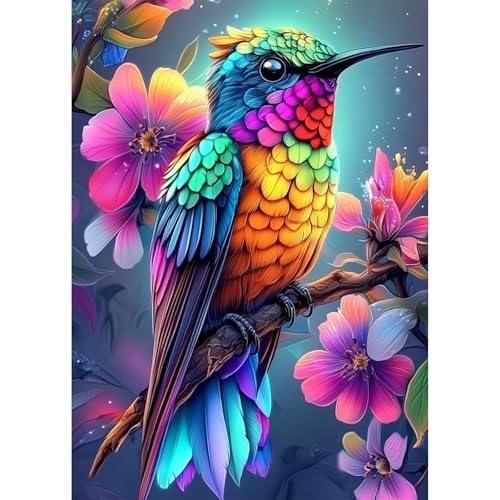 KEYIFA Diamond Painting Zubehör Vogel Blume, 5D Crystal Art Foto Bastelset Diamond Painting Erwachsene, DIY Vollbohrer Bilder Diamond Painting Set, Home Wand Dekor 30x40cm von KEYIFA