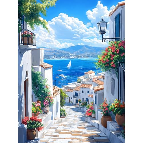 KEYIFA Griechisch Dorf Malen Nach Zahlen Erwachsene, Malen Nach Zahlen Kits mit Pinseln und Acrylfarben, DIY Landschaft Ölgemälde Set Malen Basteln Leinwand Bild Erwachsene, Home Deko 30x40cm KEYIFA Griechisch Dorf Malen Nach Zahlen Erwachsene, Malen Nach Zahlen Kits mit Pinseln und Acrylfarben, DIY Landschaft Ölgemälde Set Malen Basteln Leinwand Bild Erwachsene, Home Deko 30x40cm von KEYIFA