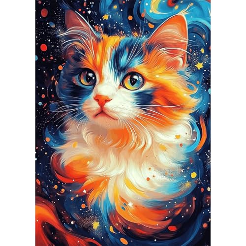 KEYIFA Katze Diamond Painting Zubehör, 5D Crystal Art Foto Bastelset Diamond Painting Erwachsene, DIY Katze Vollbohrer Bilder Diamond Painting Set, Home Wand Dekor 30x40cm von KEYIFA