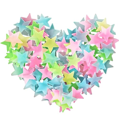 KEYRI 200 Stück Leuchtsterne Kinderzimmer für Kinderzimmer Deko Glow in the Dark Stars Selbstklebende Fluoreszierende Sterne Aufkleber für Wand Aufkleber Schlafzimmer Wohnzimmer Wand (Mehrfarbig) von KEYRI