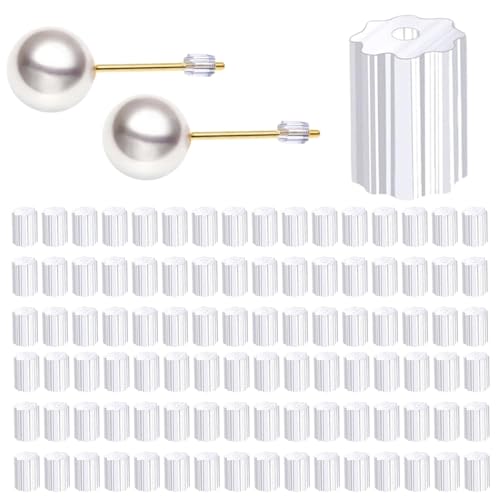 KEYRI 400 Stück Ohrstecker Verschluss Ohrring Kunststoff Ohrringe Rücken Stopper Verschluss Transparent Stopper Ohrringe Rücken Stopper Ohrstopper Ohrstecker Verschlüsse für Damen (Transparent) von KEYRI