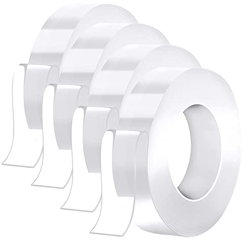 KEYRI 4 Rollen Doppelseitiges Klebeband Extra Starkes, Nano Doppelseitiges Klebeband Transparent Tape Spurloses Waschbares Klebeband Multifunktions Doppelklebeband für Teppich Foto Küche (12m) von KEYRI