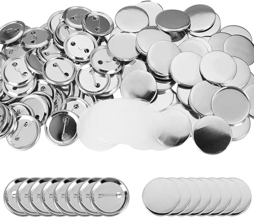 100 Sets 58 mm runde Abzeichen-Materialien für KEYSAFER Badge Maker-Maschine, Metall-Pin-Rückseite, Abzeichen-Zubehör, einschließlich Metallabdeckung von KEYSAFER