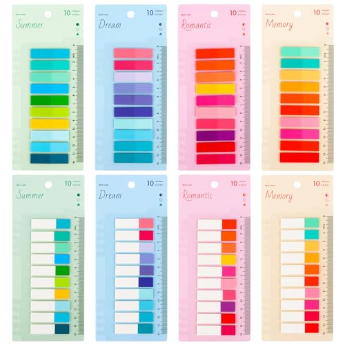 1600 Stück Haftnotizen | Transparent Sticky Notes | Sticky Tabs Aesthetic Haftstreifen Klebezettel mit Lineal | Index Book Tabs für Büro Schule von KFDDRN