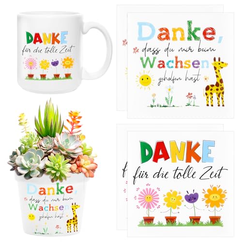 Blumentopf Dankeschön Aufkleber, "Danke, dass Sie mir helfen zu wachsen", Ein aufmerksames Geschenk für Lehrer, Geschenk Danke für Kindergarten, 4 Stuck Blumentopf nicht enthalten von KFDDRN