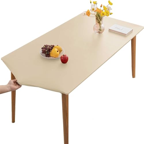 KFDZSW Tischdecke Abwischbare Tischdecke, Wasserdicht Elastische PVC Fitted Vinyl Tischabdeckung Schutz Rechteckig, Für Küche Indoor Outdoor Picknick Camping (Beige,70X120CM) von KFDZSW