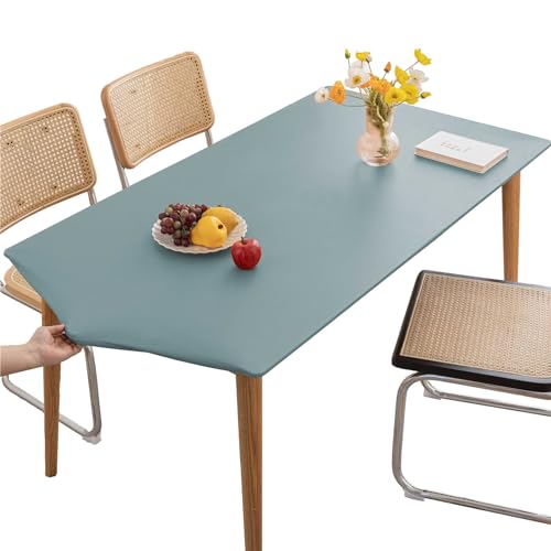 KFDZSW Tischdecke Abwischbare Tischdecke, Wasserdicht Elastische PVC Fitted Vinyl Tischabdeckung Schutz Rechteckig, Für Küche Indoor Outdoor Picknick Camping (Blau,80X120CM) von KFDZSW