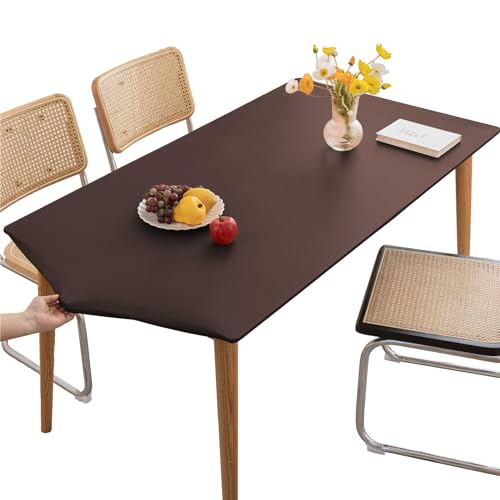 KFDZSW Tischdecke Abwischbare Tischdecke, Wasserdicht Elastische PVC Fitted Vinyl Tischabdeckung Schutz Rechteckig, Für Küche Indoor Outdoor Picknick Camping (Braun,60X120CM) von KFDZSW