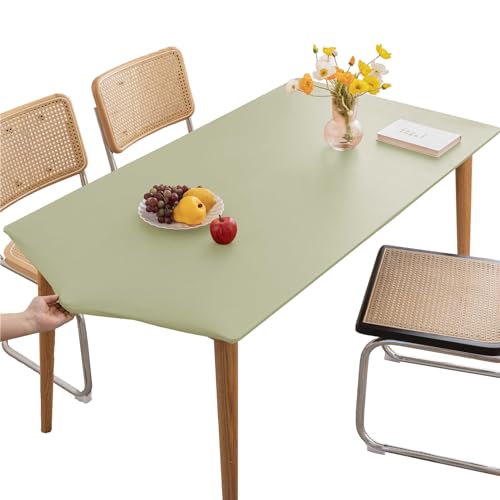 KFDZSW Tischdecke Abwischbare Tischdecke, Wasserdicht Elastische PVC Fitted Vinyl Tischabdeckung Schutz Rechteckig, Für Küche Indoor Outdoor Picknick Camping (Grün,60X120CM) von KFDZSW