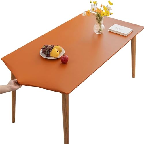 KFDZSW Tischdecke Abwischbare Tischdecke, Wasserdicht Elastische PVC Fitted Vinyl Tischabdeckung Schutz Rechteckig, Für Küche Indoor Outdoor Picknick Camping (Orange,90X150CM) von KFDZSW