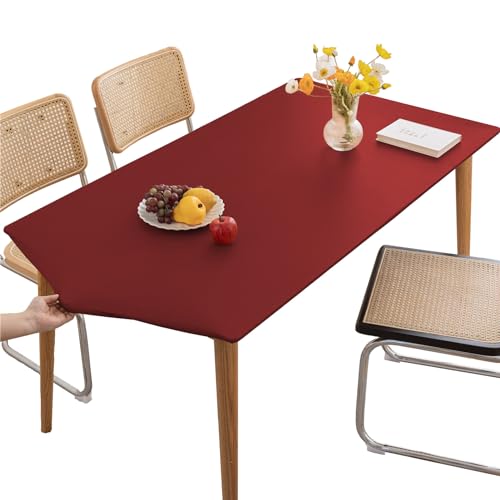 KFDZSW Tischdecke Abwischbare Tischdecke, Wasserdicht Elastische PVC Fitted Vinyl Tischabdeckung Schutz Rechteckig, Für Küche Indoor Outdoor Picknick Camping (Rot,60X60CM) von KFDZSW