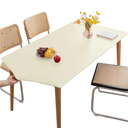 KFDZSW Tischdecke Abwischbare Tischdecke, Wasserdicht Elastische PVC Fitted Vinyl Tischabdeckung Schutz Rechteckig, Für Küche Indoor Outdoor Picknick Camping (Weiß,80X80CM) von KFDZSW