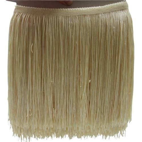 Fringe,Fransenborte 1 Yard 20CM Lange Polyester Quaste Fringe Lace Trim Band Nähen Latin Kleid Bühne Kleidungsstück Vorhang Zubehör(Beige yellow) von KFXYSM