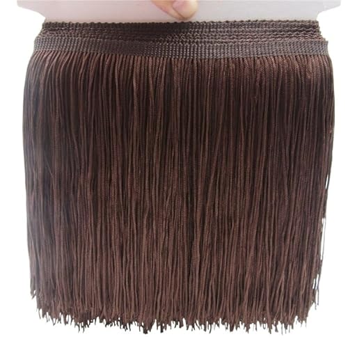 Fringe,Fransenborte 1 Yard 20CM Lange Polyester Quaste Fringe Lace Trim Band Nähen Latin Kleid Bühne Kleidungsstück Vorhang Zubehör(Coffee) von KFXYSM