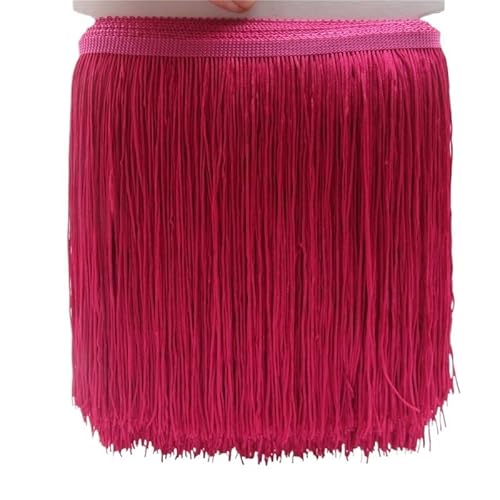 Fringe,Fransenborte 1 Yard 20CM Lange Polyester Quaste Fringe Lace Trim Band Nähen Latin Kleid Bühne Kleidungsstück Vorhang Zubehör(Rose) von KFXYSM