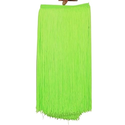 Fringe,Fransenborte 10 Meter 50CM Lange Spitze Fransenbesatz Quaste Fransenbesatz for Diy Latein Kleid Bühne Kleidung Zubehör Spitze Band(Fluorescent green,5Meters) von KFXYSM