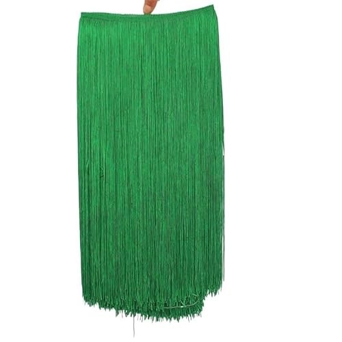 Fringe,Fransenborte 10 Meter 50CM Lange Spitze Fransenbesatz Quaste Fransenbesatz for Diy Latein Kleid Bühne Kleidung Zubehör Spitze Band(Green,10Meters) von KFXYSM