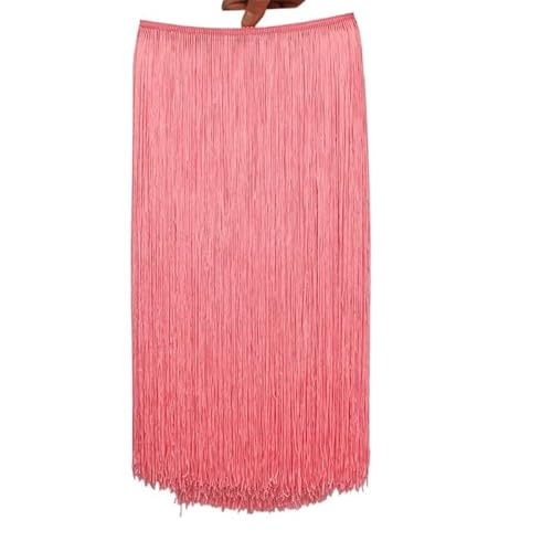 Fringe,Fransenborte 10 Meter 50CM Lange Spitze Fransenbesatz Quaste Fransenbesatz for Diy Latein Kleid Bühne Kleidung Zubehör Spitze Band(Pink,10Meters) von KFXYSM