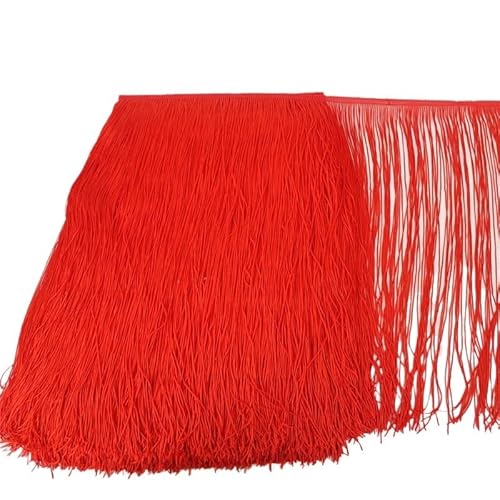 Fringe,Fransenborte 10 Meter 50CM Lange Spitze Fransenbesatz Quaste Fransenbesatz for Diy Latein Kleid Bühne Kleidung Zubehör Spitze Band(Red,2Meters) von KFXYSM