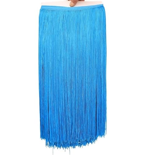 Fringe,Fransenborte 10 Meter 50CM Lange Spitze Fransenbesatz Quaste Fransenbesatz for Diy Latein Kleid Bühne Kleidung Zubehör Spitze Band(SKY BLUE,10Meters) von KFXYSM