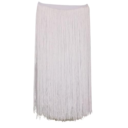 Fringe,Fransenborte 10 Meter 50CM Lange Spitze Fransenbesatz Quaste Fransenbesatz for Diy Latein Kleid Bühne Kleidung Zubehör Spitze Band(WHITE,10Meters) von KFXYSM