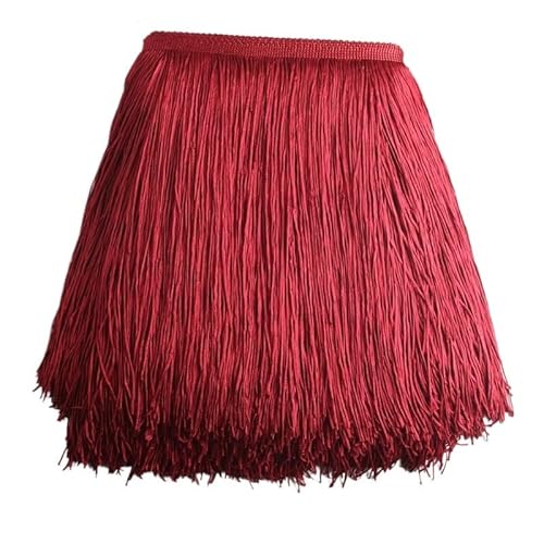 Fringe,Fransenborte 10 Meter 50CM Lange Spitze Fransenbesatz Quaste Fransenbesatz for Diy Latein Kleid Bühne Kleidung Zubehör Spitze Band(Wine red,10Meters) von KFXYSM