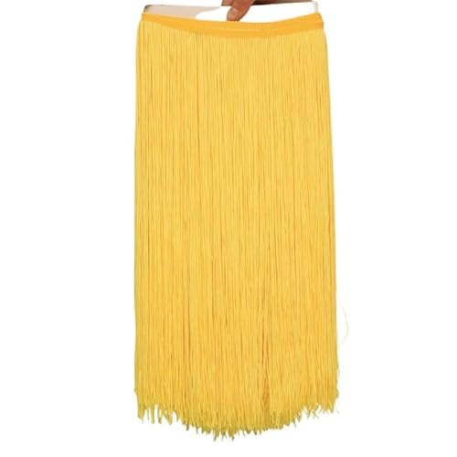 Fringe,Fransenborte 10 Meter 50CM Lange Spitze Fransenbesatz Quaste Fransenbesatz for Diy Latein Kleid Bühne Kleidung Zubehör Spitze Band(Yellow,10Meters) von KFXYSM