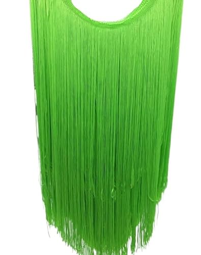 Fringe,Fransenborte 2 Meter/los 100 CM Lange Spitze Quaste Fransenbesatz for DIY Latin Kleid Bühnenkleidung Vorhang Zubehör Band(FluorescenceGreen) von KFXYSM