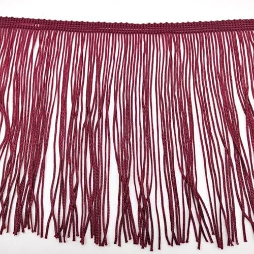 Fringe,Fransenborte 2 Meter/los 100 CM Lange Spitze Quaste Fransenbesatz for DIY Latin Kleid Bühnenkleidung Vorhang Zubehör Band(Jujube red) von KFXYSM